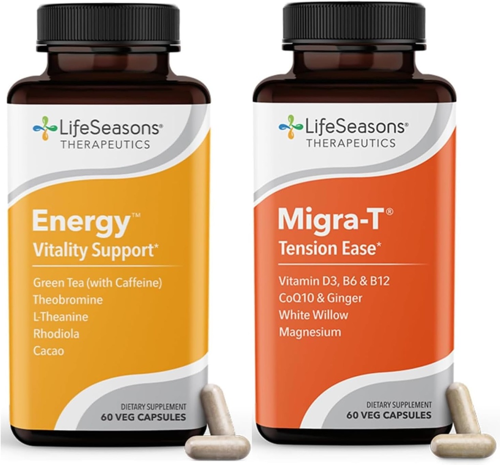 Migra-T cu cafeina - Migrene Prevention & Relief - Suport pentru dureri de cap severe - Reduce sunet de lumină și sensibilitate Odor - 120 capsule