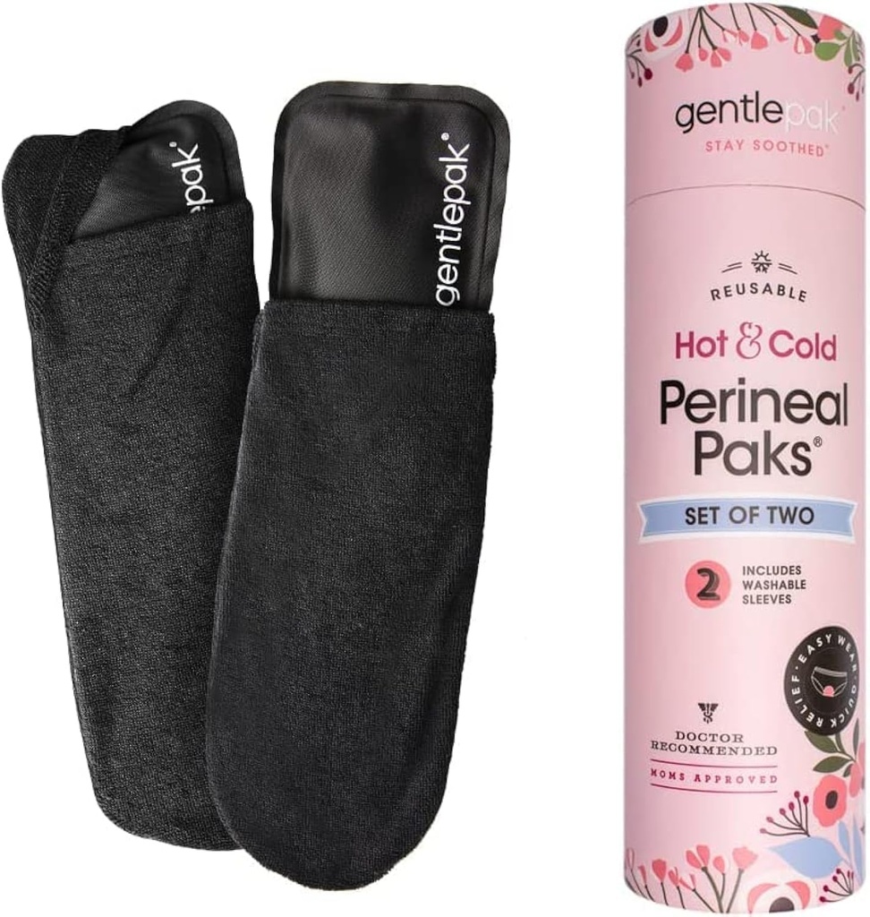 Gentlepak Reutilizabil Perineal Ice & Heat Paks cu mâneci spalate pentru postpartum, Sarcina & Hemoroizi Durere Relief, Multi Use Kids, Muscle, Discomfort vaginal (2-Pack Tube)