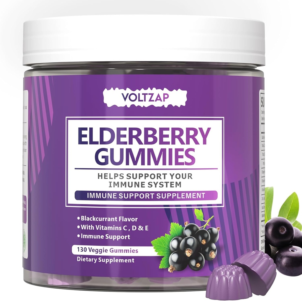 Gumiile de soc Suplimentul de sprijin imun: vitamina de elderberry C și zinc oferă suport antioxidant Gluten gratuit 130 Gume