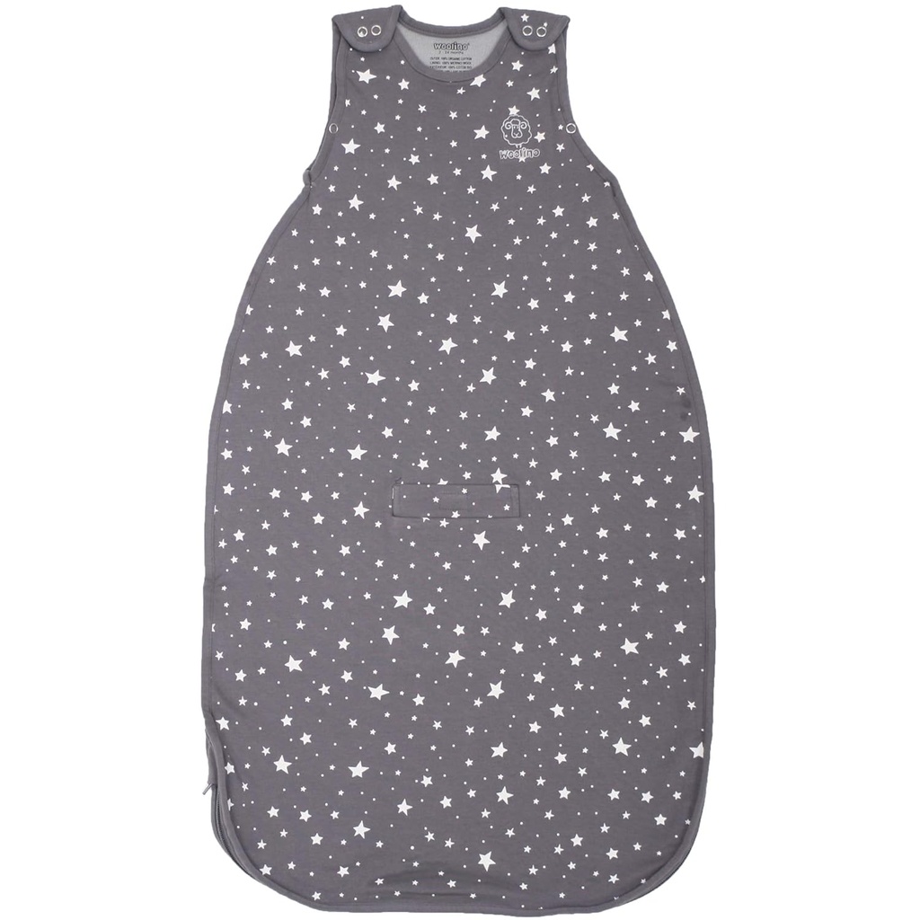 Woolino Merino Wool și bumbac organic Ultimate Sleep Sack - 4 Sezon - Două-Way Zipper Sac de dormit reglabil - dimensiune universală sac de dormit pentru copil (2-24 luni) - Star Gray