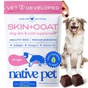Native Pet Omega Piele și Coat Chews pentru câini - Piele de câine și Coat Supliment pentru sănătos, blană lucioasă, Reduce topire și pete uscate - Made with Omega 3 Fish Oil and Wild-Caught Salmon Oil - 120 Chews