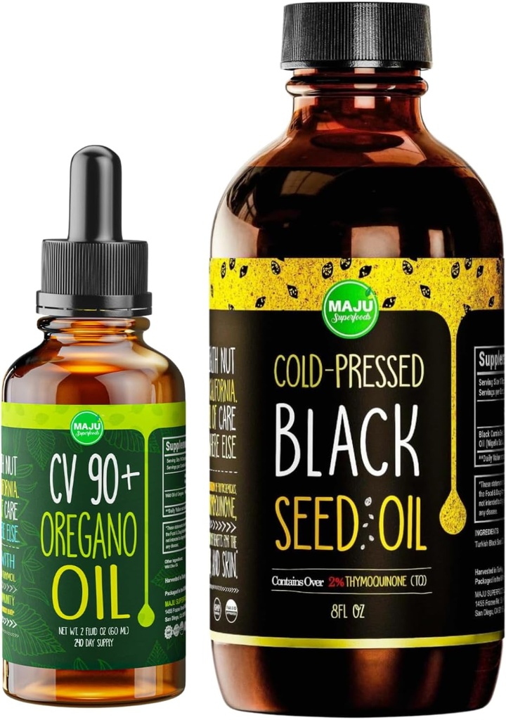 Maju Superfoods Oregano și Black Seed Oil Bundle