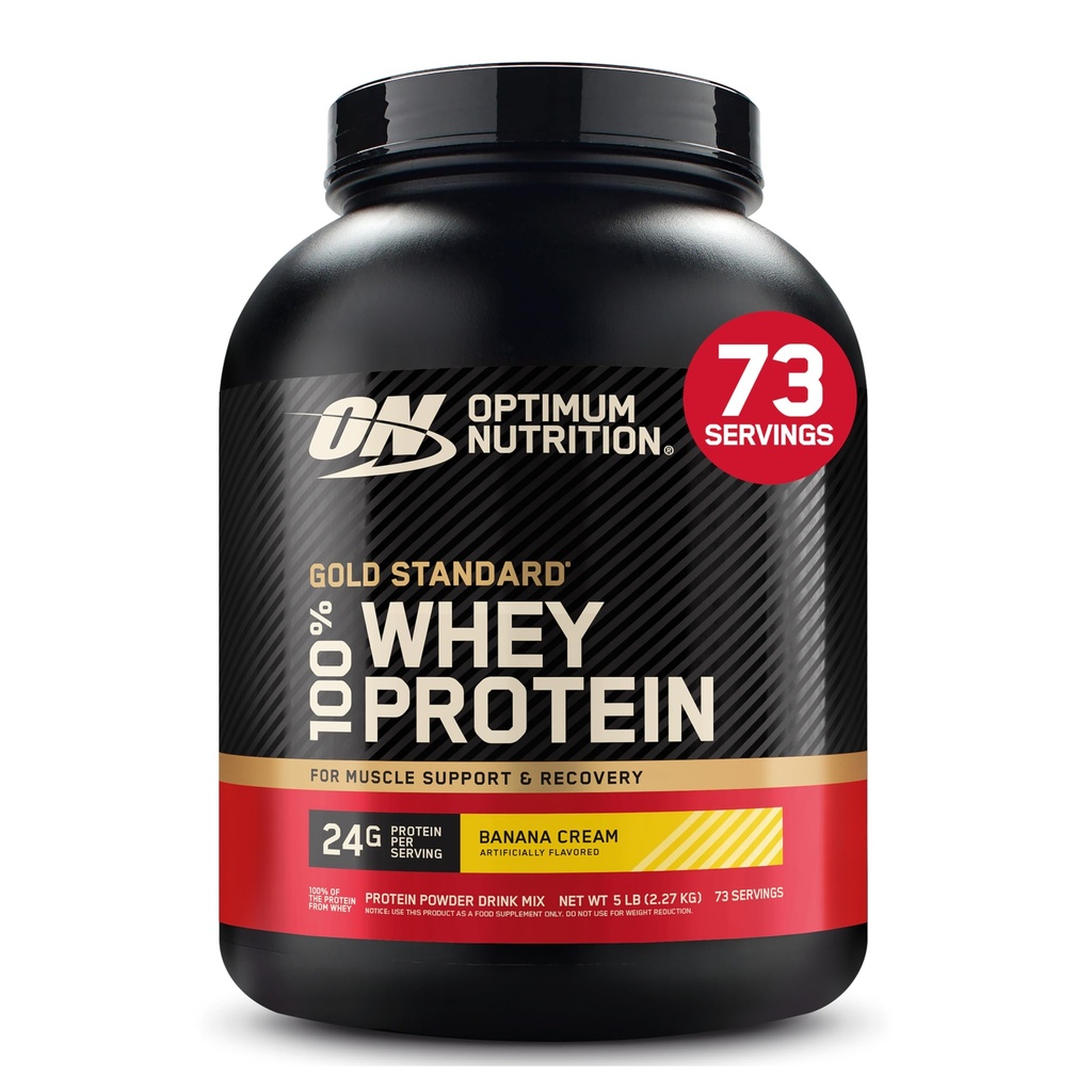 Optimum Nutrition Gold Standard 100% Whey Proteine pulbere, Banana Cream, 5 Pound (Packing May Vary)