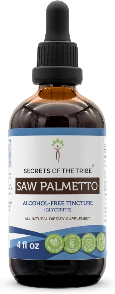 Saw Palmetto Tincture Extract lichid fără alcool, Saw Palmetto (Serenoa Repens) Berry uscat (4 FL OZ)