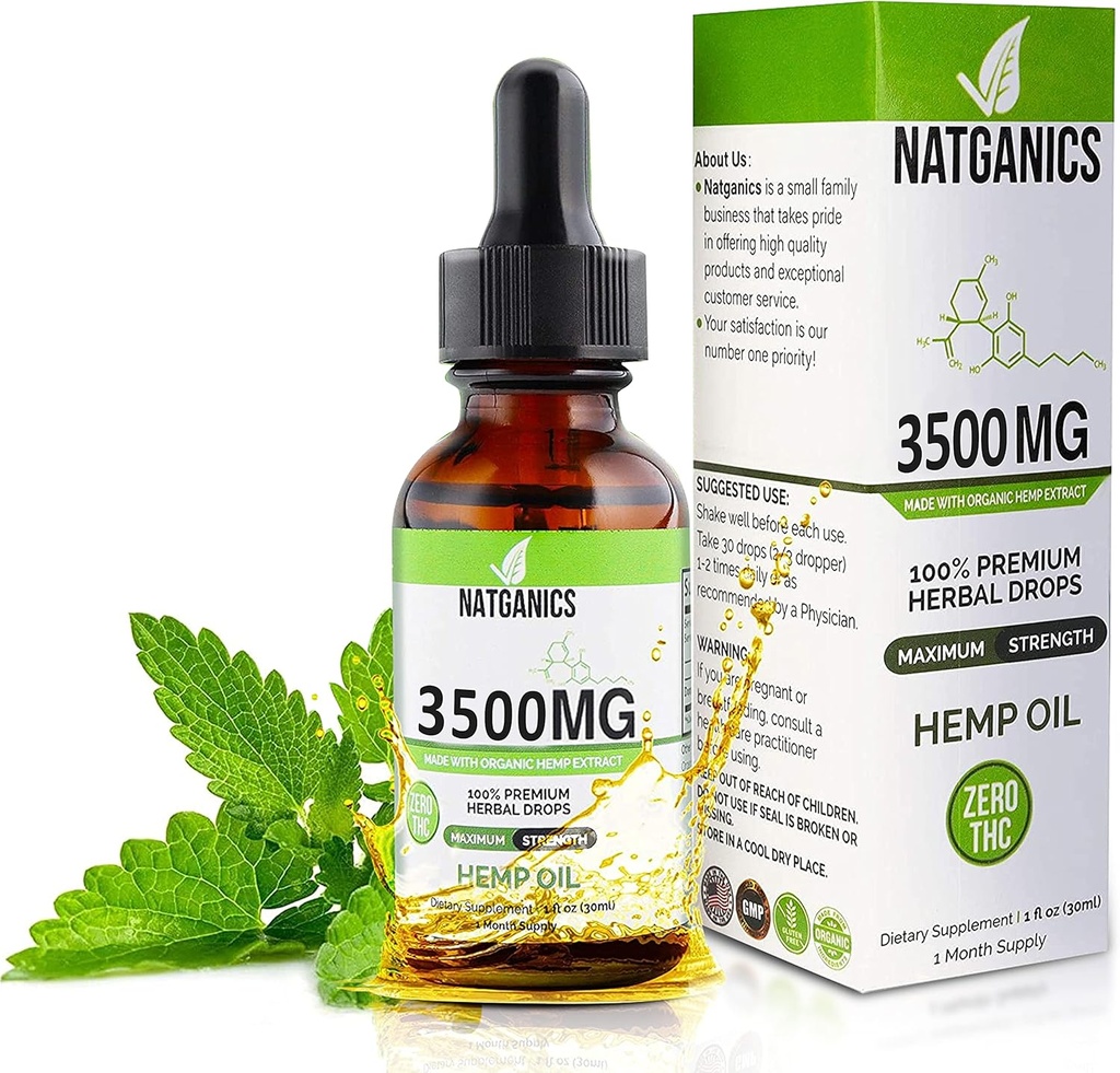 Cânepă organică ulei 3500mg - Ultra Premium Premium picături de ulei 3500mg - extract de ulei natural Hemp Tinctură - non-GMO Ultra-Pure CO2 picaturi extrase - Omega acizi grasi 3 6 9 - organic crescut și fabricat în Statele Unite ale Americii