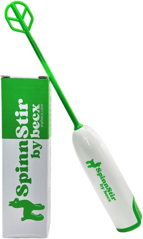 Becx Spinnstir Portable Handheld Drink Mixer pentru praf de proteine Pre-Workout cafea Verzi Superfood Colagen Pulbere de lapte Pulbere de hidratare Pachet de arome Easy Clean Less Mess (Green)