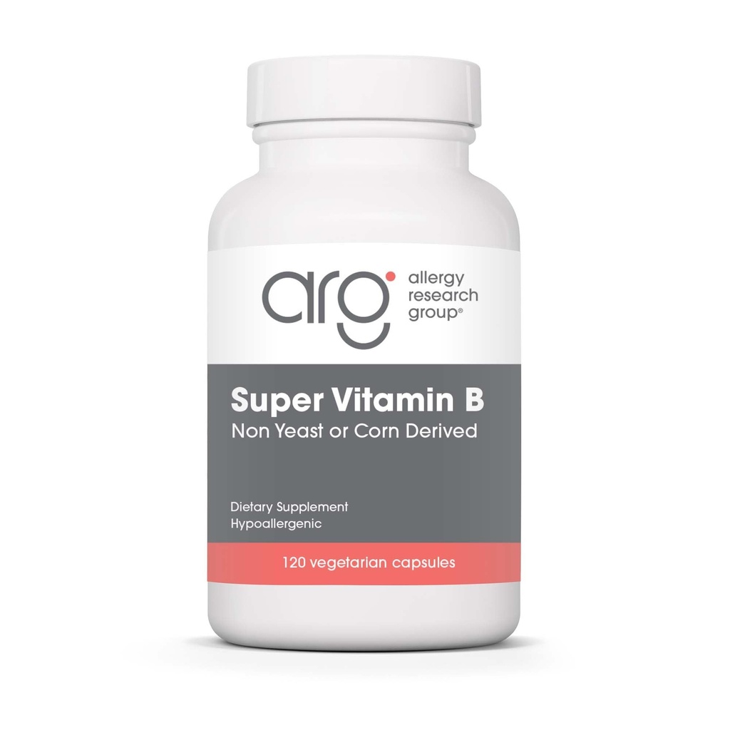 Grupul de cercetare pentru alergii Super Vitamina B - B Complex de vitamine pentru bărbaţi şi femei, cu vitamina B12 şi B6, capsule vegetariene - 120 Conte