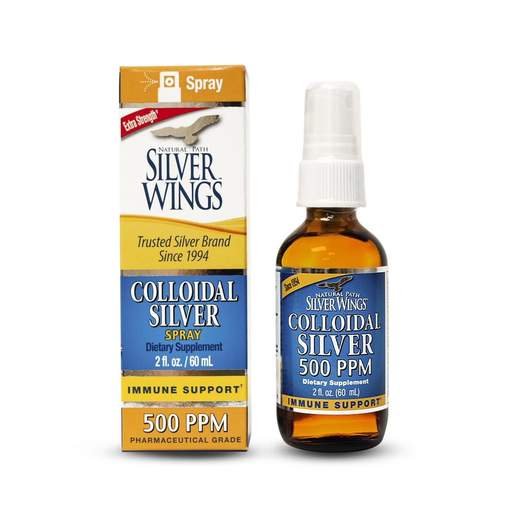 Natural Path Aripi de argint coloidal Argint - Extra Putere suport imunitar- - 500ppm (2500mcg) - 2oz Spray