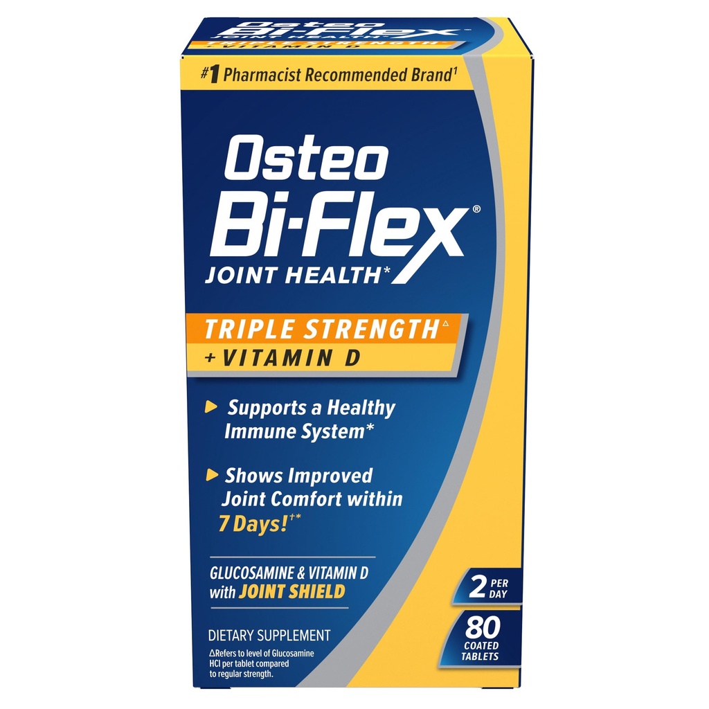 Osteo Bi-Flex Triple Putere (5) cu vitamina D Glucosamină Chondroitin Suplimentul comun de sănătate, comprimate filmate, 80 Conte