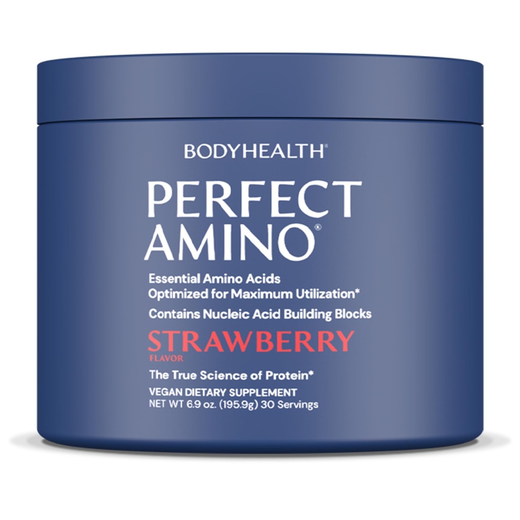 BodyHealth Perfect Amino Powder - BCAA și EAA pulbere pentru antrenament Pre și Post - Amino Acid Energy Drink pentru bărbați și femei pentru a sprijini Lean musculare și de recuperare - căpșuni - 30 Serviri
