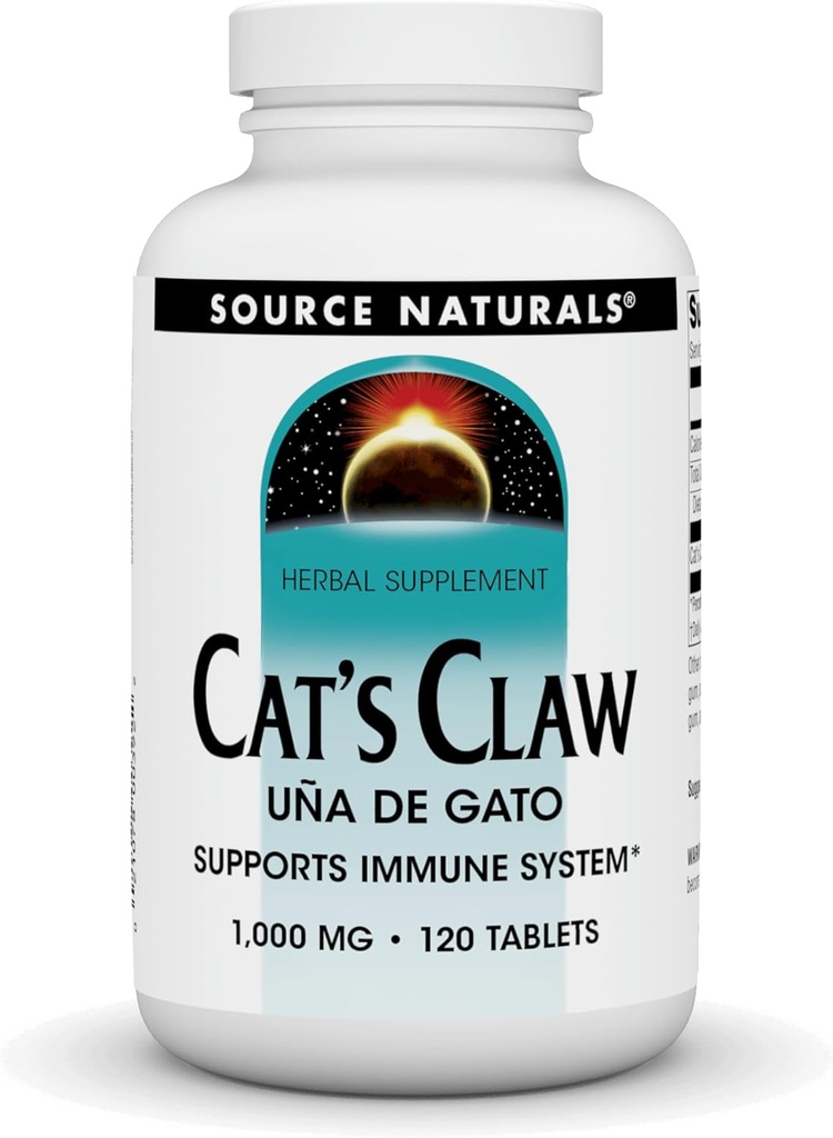 Sursa Naturals Cat's Claw Bark UNA de Gato 1000 mg Supliment alimentar - Suportă sistemul imunitar - 120 comprimate