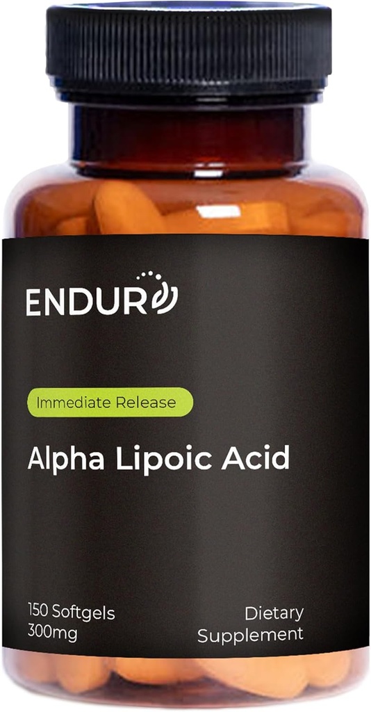 Endur Alpha Acid lipoic, Antioxidant Defense & Cellular Energy Support, Release imediat, Vegan, Gluten Free, 300mg (150 Softgels)