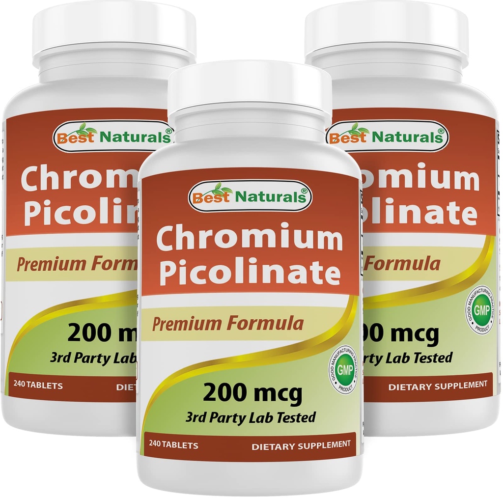 Cel mai bun naturals Crom Picolinat 200 mcg 240 comprimate (240 Număr de 3)