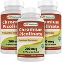 Cel mai bun naturals Crom Picolinat 200 mcg 240 comprimate (240 Număr de 3)