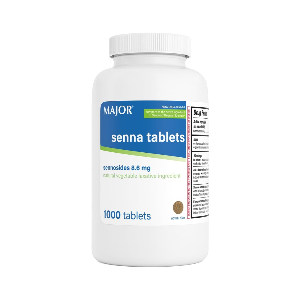 MAJOR Senna 8,6 mg comprimate naturale laxative vegetale - Made with Sennozides - 1000-conte (1-Pachet)
