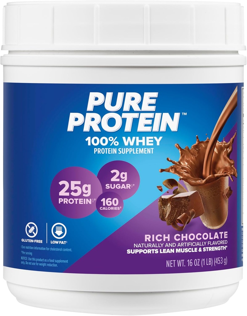 Baruri de proteine pure, proteine mari, gustări nutritive pentru a sprijini energia, zahăr scăzut, gluten gratuit, unt de arahide ciocolată, 1.76oz, Pachet de 4