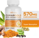 Cumargold 570mg Curcuminoide Curcuminoide Curcumina Turmeric Supliment cu Piperine, Licorice Root & Aloe Vera - capsule naturale de wellness de mare potenta (90 Conte)