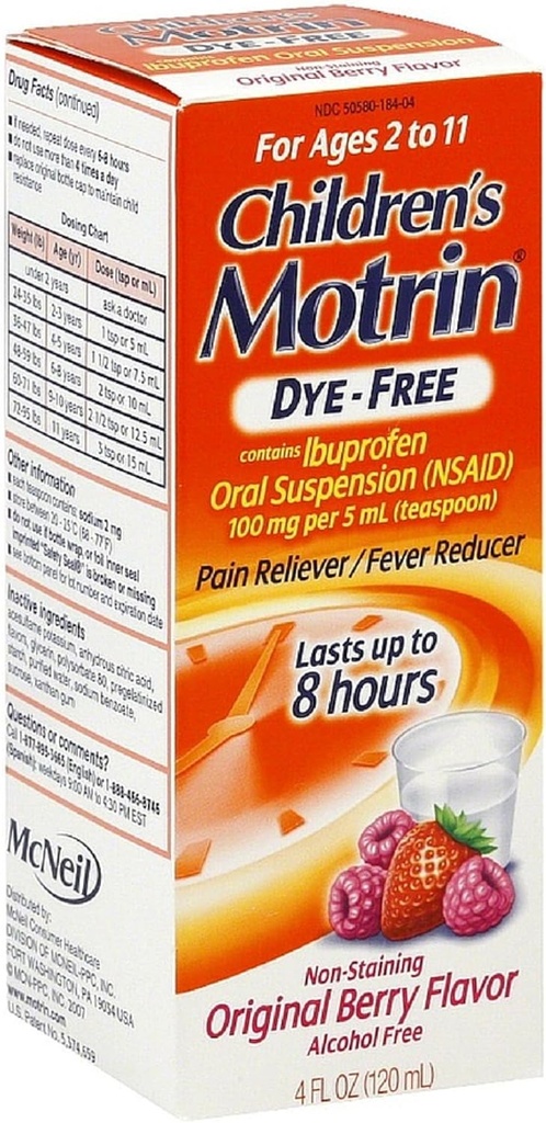 Motrin pentru copii durere fără ciudă Relieiver / Reductor Fever, Original Berry Flavor 4 Oz (3 Pack)