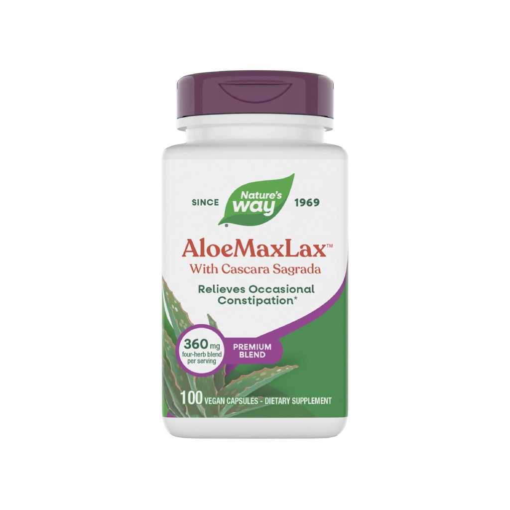 Natura's Way AloeMaxLax with Cascara Sagrada, Ocazional Constipaţie Relief*, 100 Vegan Capsule