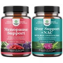 Bundle de Menopause Supliment pentru femei cu Dong Quai, Vitex Chaste Berry & Black Cohosh si suport hepatic NAC Supliment cu lapte Thistle, Anghinare, Choline & Beetroot pentru Detox & Reparatii