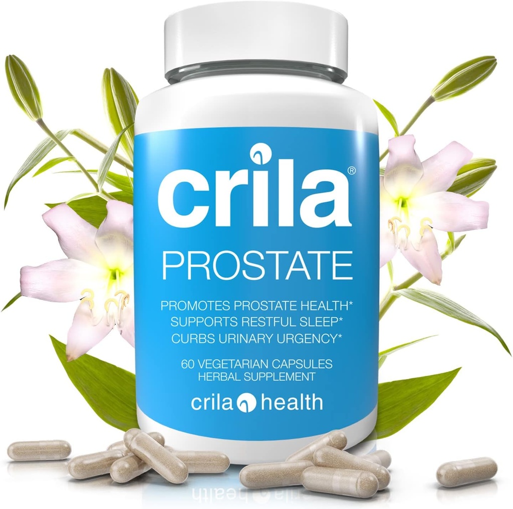 CRILA suplimente de prostată pentru bărbați - 60 CT. I Formula naturală pentru mai puține excursii de baie* & Îmbunătățirea somnului*, suport patentat de prostată cu extract de palmetto fără fierăstrău și efecte secundare fără efecte secundare *