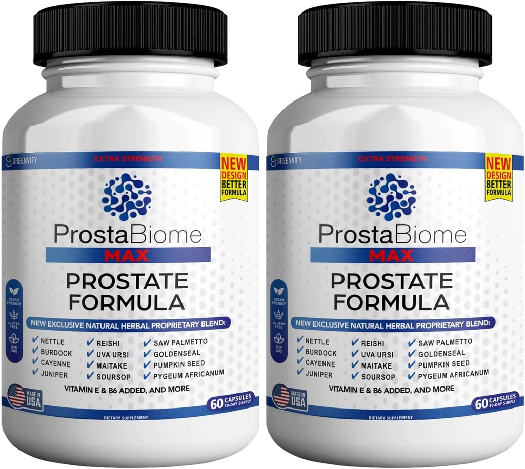 ProstaBiome Max Prostate Support Formula, Natural Herbal Blend cu Saw Palmetto, 60 capsule, 30 de zile de aprovizionare (2)