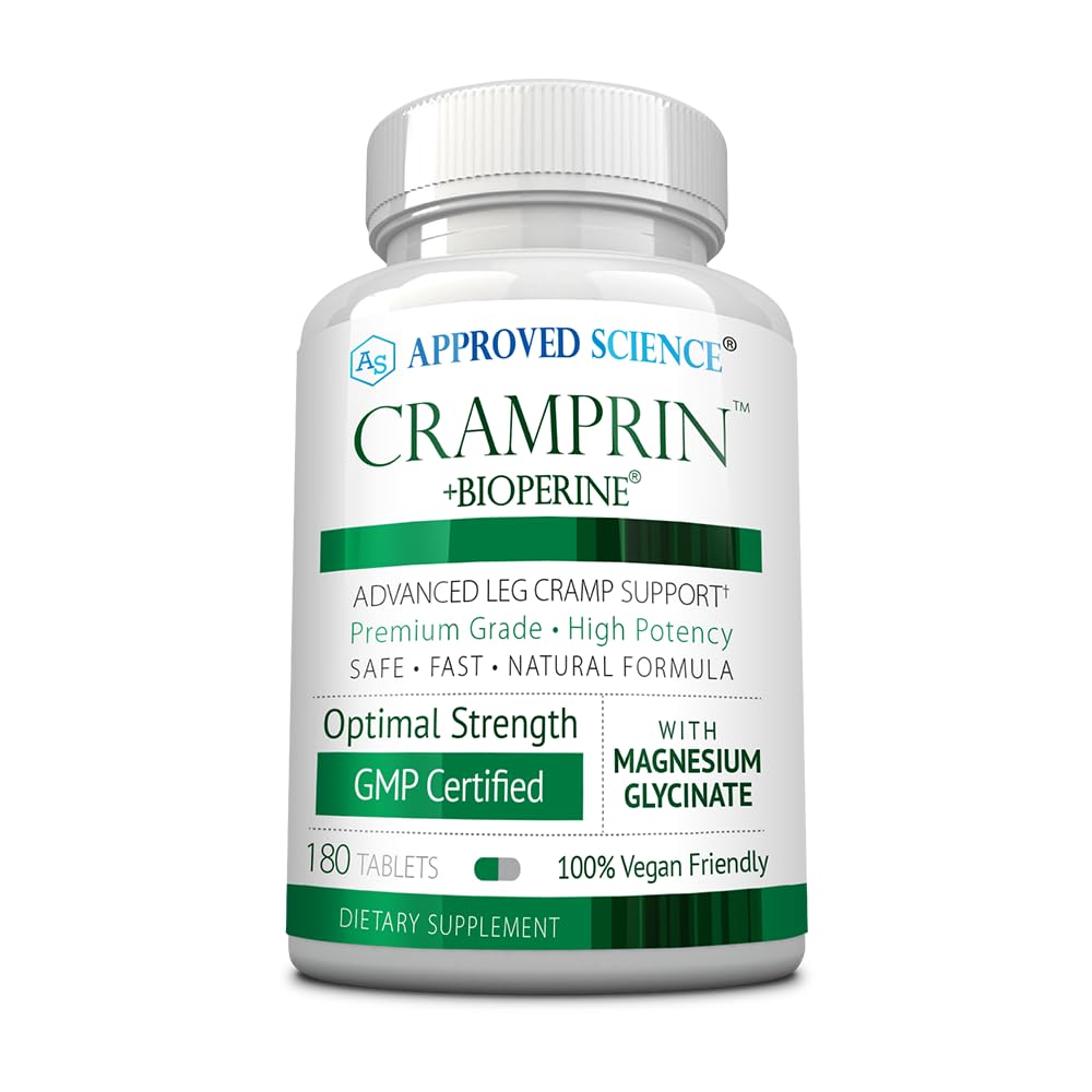 Stiinta aprobata Cramprin - Magneziu de mare absorbtie, Vitamina B Complex, BioPerine - 3 luni aprovizionare - 180 capsule - Vegan