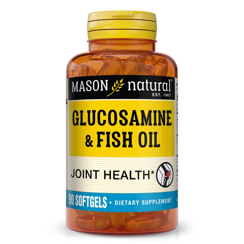 MASON NATURAL Glucosamină și supliment de ulei de pește cu DHA & Omega 3 pentru suport comun și muscular, 1 lună de aprovizionare pastile Softgel