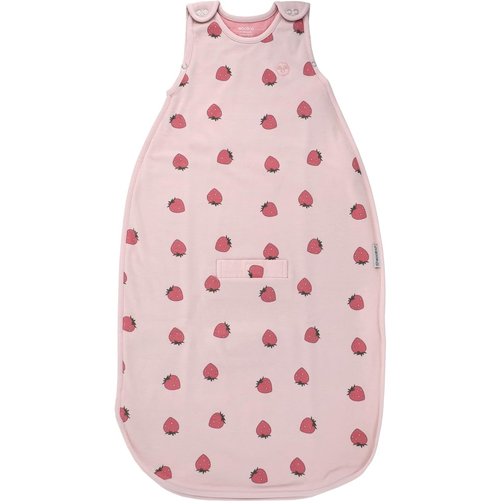 Woolino Merino Wool și bumbac organic Ultimate Baby Sleep Sack - 4 Sezon Bebeluș Pătură purtabilă - Două-Way Zipper Sac de dormit reglabil - Dimensiune universală (2-24 luni) - Căpșuni