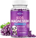 Gume de magneziu pentru copii, gume de citrat de magneziu fără zahăr, Gume de magneziu de mare Tasting calm de magneziu pentru adulți și copii, somn de sprijin, Sănătate osoasă și musculară, Relaxare nervoasă, 60 Gume de struguri