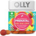OLLY Prenatal Multivitamin Gummy, Supports Healthy Growth and Brain Development, Folic Acid, Vitamin D, Omega 3 DHA, Chewable Supplement, Citrus Berry Flavor, 30 Day Supply - 60 Count