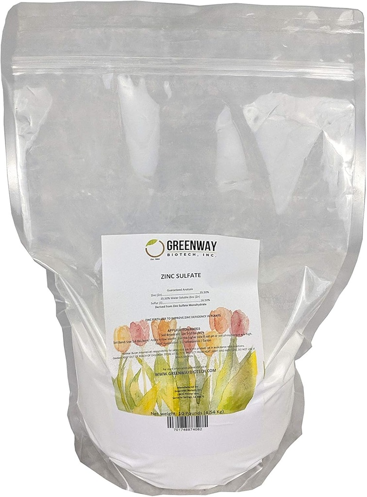 Pulbere sulfată de zinc 35,5% Monohidrat Plus 16,5% Sulf Greenway Biotech Brand 10 Lire