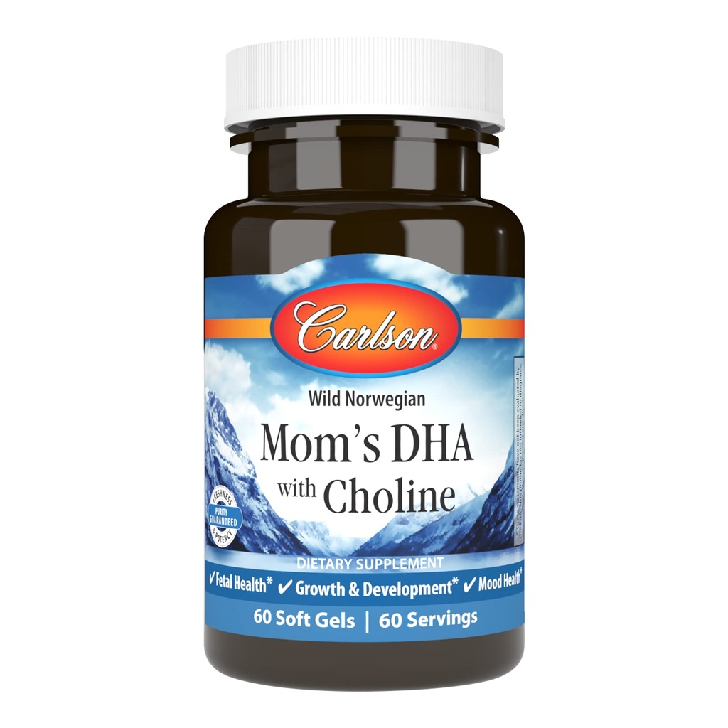 Carlson - mama lui DHA cu Choline, 3:1 DHA la raportul EPA găsite în lapte matern, creștere și dezvoltare, 60 Softgels