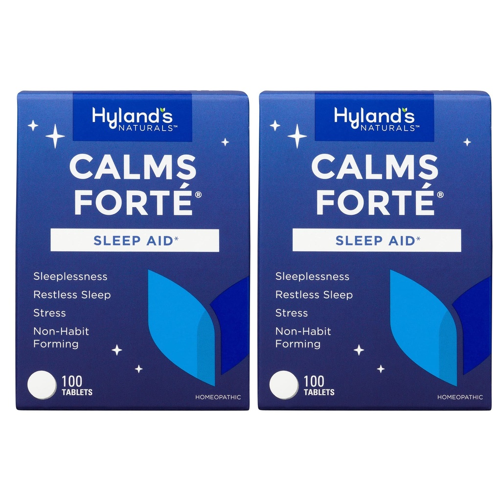 Hyland calms Forte's Sleep Aid Tablets, Natural Relief of Nervos Tenssion and Ocazional Sleeplessness, 100 Count (Pachet de 2)