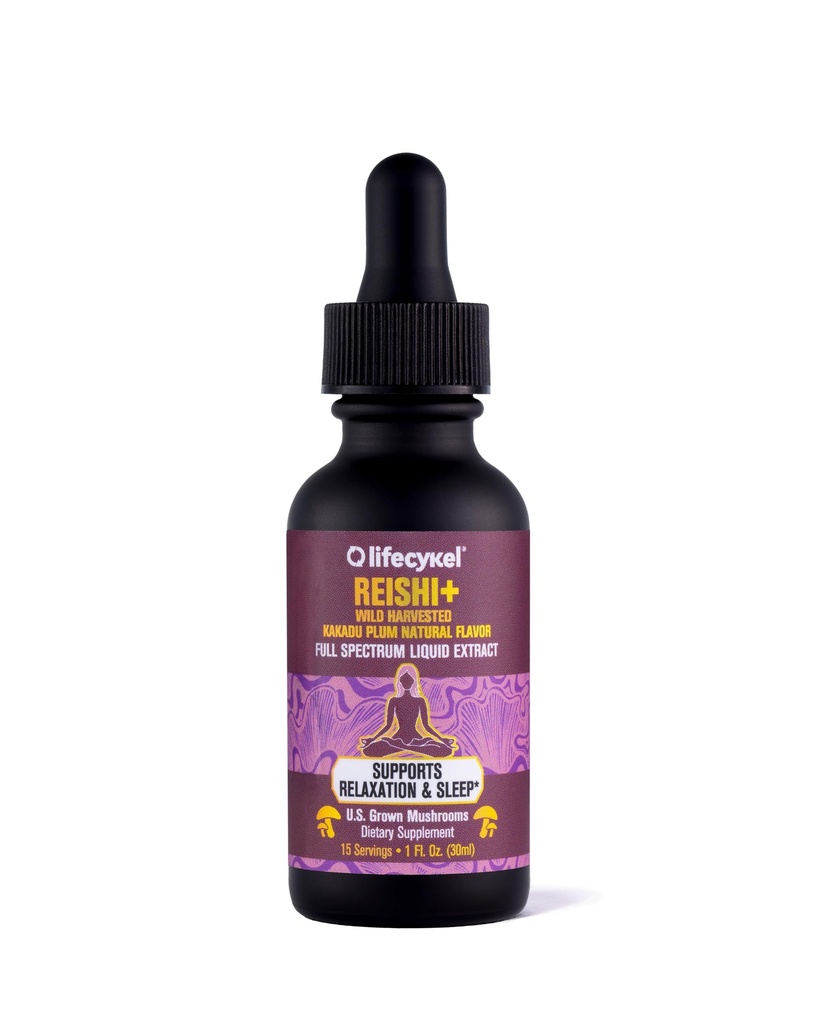 Life Cykel - Reishi Mushroom Extract cu salbatic Kakadu Plum - Potent Imune & Sleep Supplement, Vitamina-C Rich Adaptogen picaturi de ciuperci - 1 Fl Oz