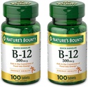 Vitamina B12 de bounty a naturii, susţine metabolismul energetic şi sănătatea sistemului nervos, 500mcg, comprimate, 100 Ct (pachet de 2)