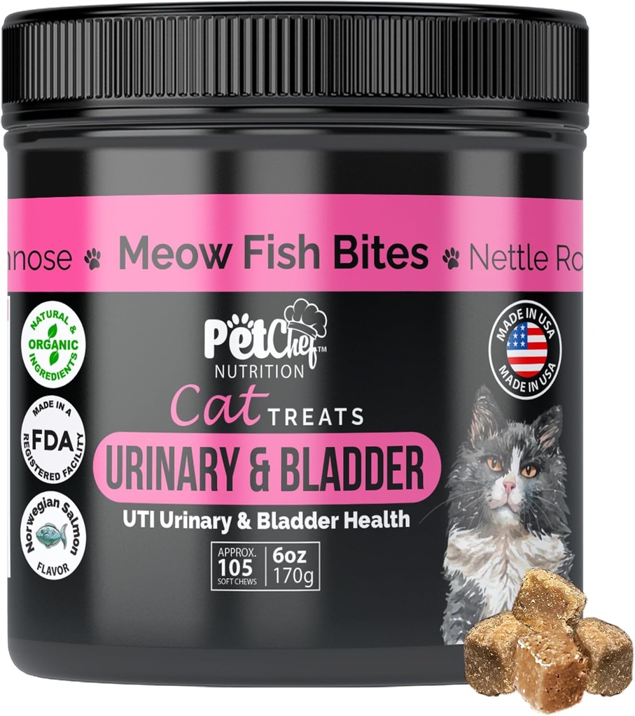 Pet Chef Tratamente urinare Cat Low-Calorie UTI Suport cu Cranberry & Probiotice Holistic Rinichi & Bladder Sănătate - Suplimente naturale pentru pisici - Îmbunătăţirea Digestion & Stool Calitate ingrediente organice