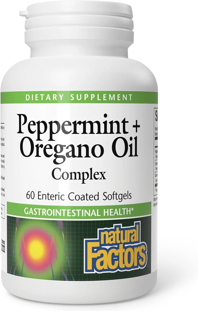 Factori naturali, Peppermint & Oregano Oil Complex, Digestive Aid for Gastrointestinal Health, 60 softgels