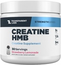 Labs Transparent Creatine HMB - Creatine Monohidrat pulbere cu HMB pentru cresterea musculara, Putere crescuta, Enhanced Energy Output, si performanta atletica imbunatatit - 30 Serviri, Lemonada de capsuni