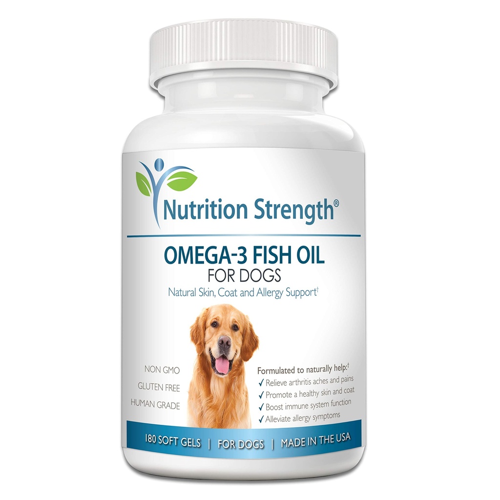 Omega 3 Geluri de ulei de pește moale pentru câini cu EPA & DHA acidi grasi pentru inimă, piele, suport pentru haine și alergii, Hip & Joint & Artrite Dog Supliment, 180 Geluri moi