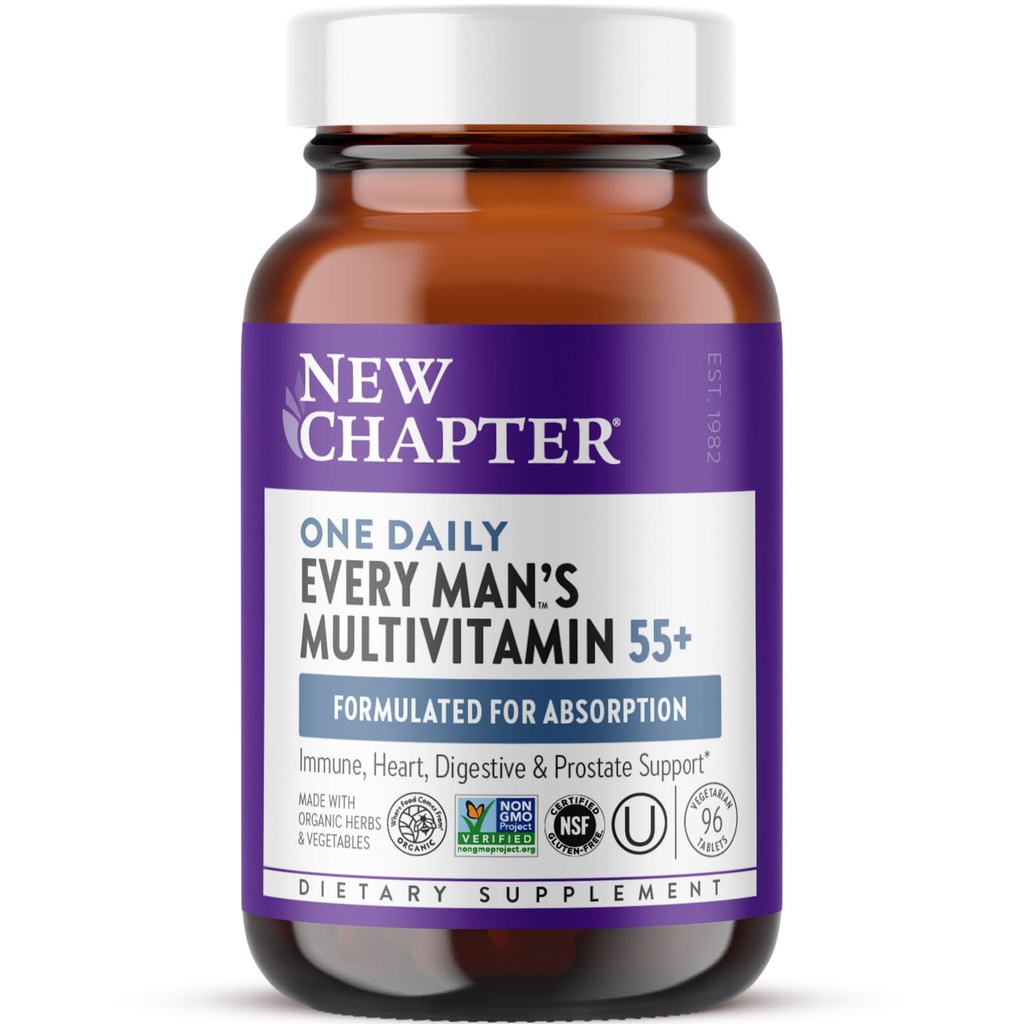 Capitolul nou Multivitamine pentru bărbaţi 50 Plus pentru creier, inimă, digestiv, suport prostat & imun cu 20+ Nutrients + Astaxanthin - Fiecare om o zi 55+, blând pe stomac - 96 ct