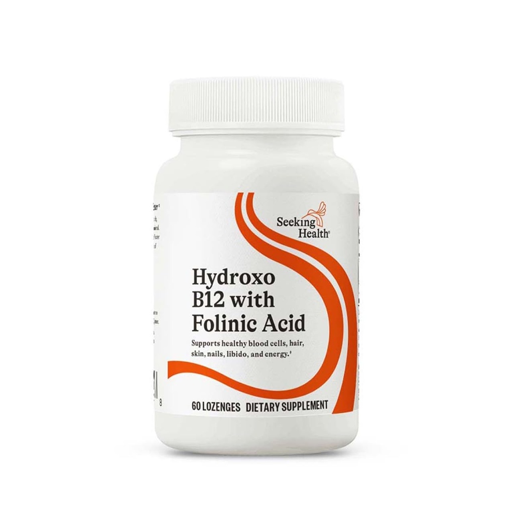 Cautare de sanatate Hydroxo B12 cu acid folicinic - Supliment cu nemetilat forma de Folat - Vitamina B12 Complex pentru suport cardiac - 60 Lozenges