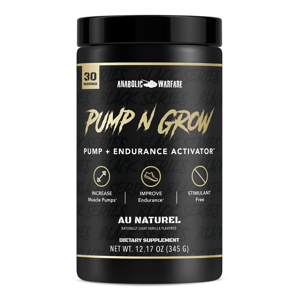 Anabolic Warfare Pump-N-Grow Muscle Pump Supliment Caffeine Free Pre Workout cu L-Citrulline, L-Arginina, Beta-Alanină (Au Naturel 
