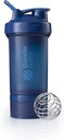 BlenderBottle Shaker Sticla cu Organizator de pastile și depozitare pentru sistemul ProStak pulbere de proteine, 22-Ounce, Navy