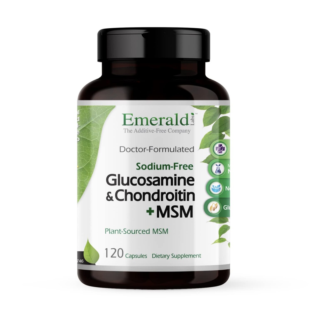 Smarald Labs Glucosamină & Chondroitin cu MSM - Bone Health & Joint Health Supplement - Gluten-free - 120 capsule (30-Day Suppliment)