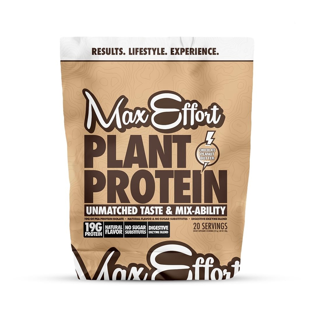 MAX EFORT Plant Protein Powder, 19 G Pea Proteine, Plant based, Gluten Free, Low Carb, Proteine Shake sau Smoothie Mix, Mese de înlocuire, No Whey, No Sugar Substitutes, Chocolate Peanut Butter, 20 Srvg