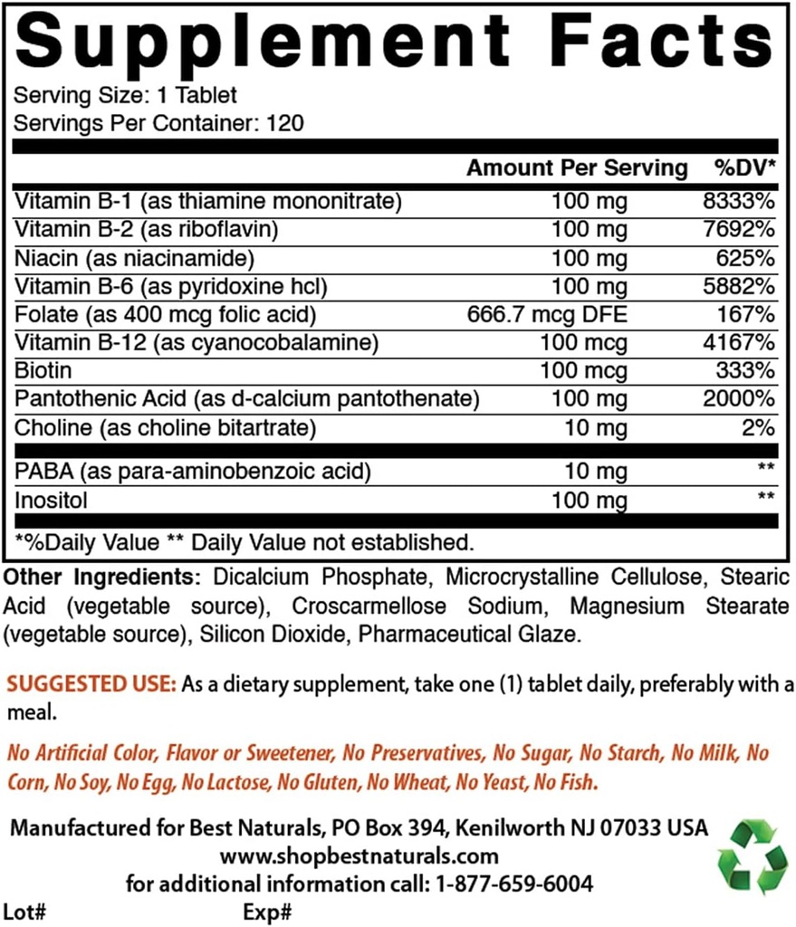 Cele mai bune naturale B-100 Complex & K2 D3 180 comprimate