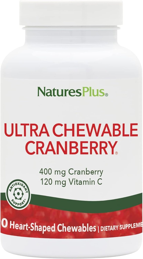 NaturasPlus Ultra Chemable Cranberry - 90 Dragoste Berries tablete, Pachet de 2 - Promoveaza sanatatea tractului urinar - non-GMO, Gluten gratuit - 90 Total serviri