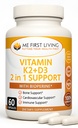 Me First Living Vitamina D3 K2 Supliment Bone and Heart Health Non-GMO Formula 125 MCG Vitamina D3 & 100 MCG Vitamina K2 MK-7 Ușor de înghițit Vitamina D & K Complex cu calciu