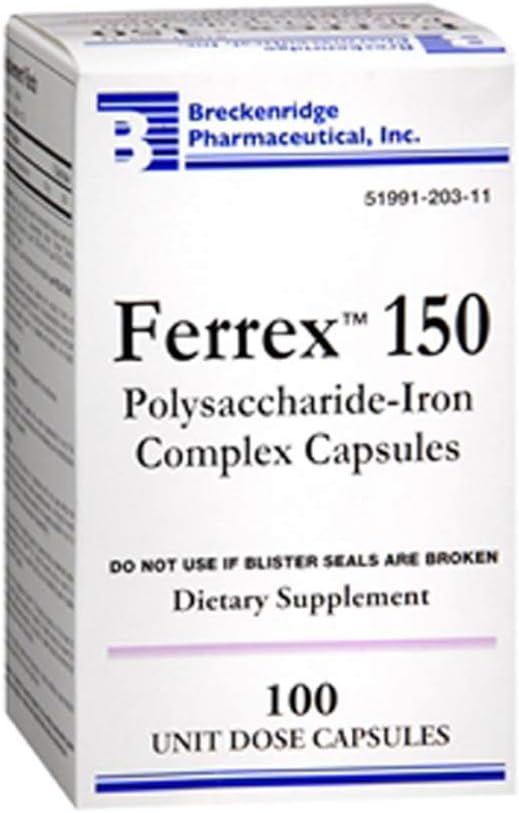 FERREX 150 Capsule Complex Polusaccharide- Iron 100 Count